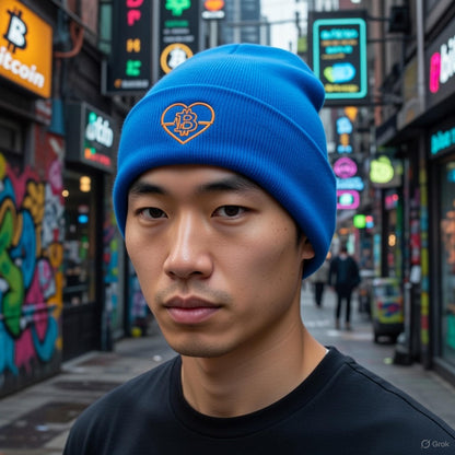 Bitcoin Heartbeat Embroidered Cuffed Beanie 5 colours available