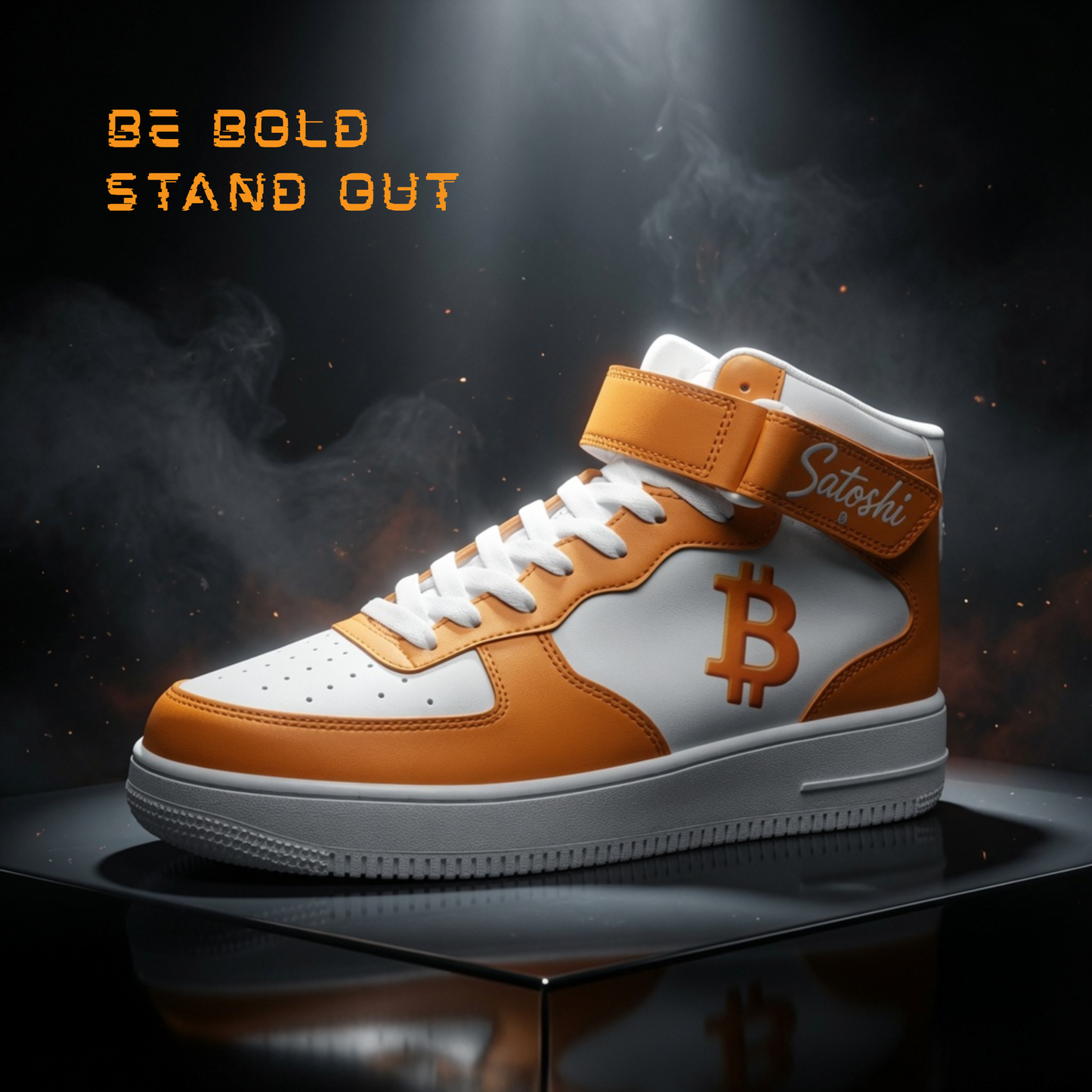 Classic B Orange High Tops — Bitcoin High Top Sneakers