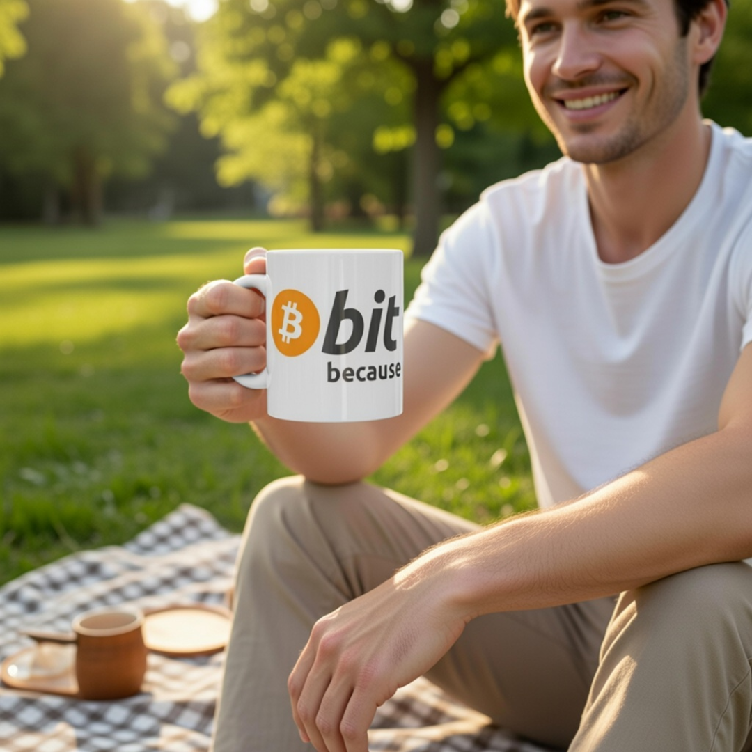 Bitcoin, Because F Banks! Wrap around White 11oz Ceramic Mug