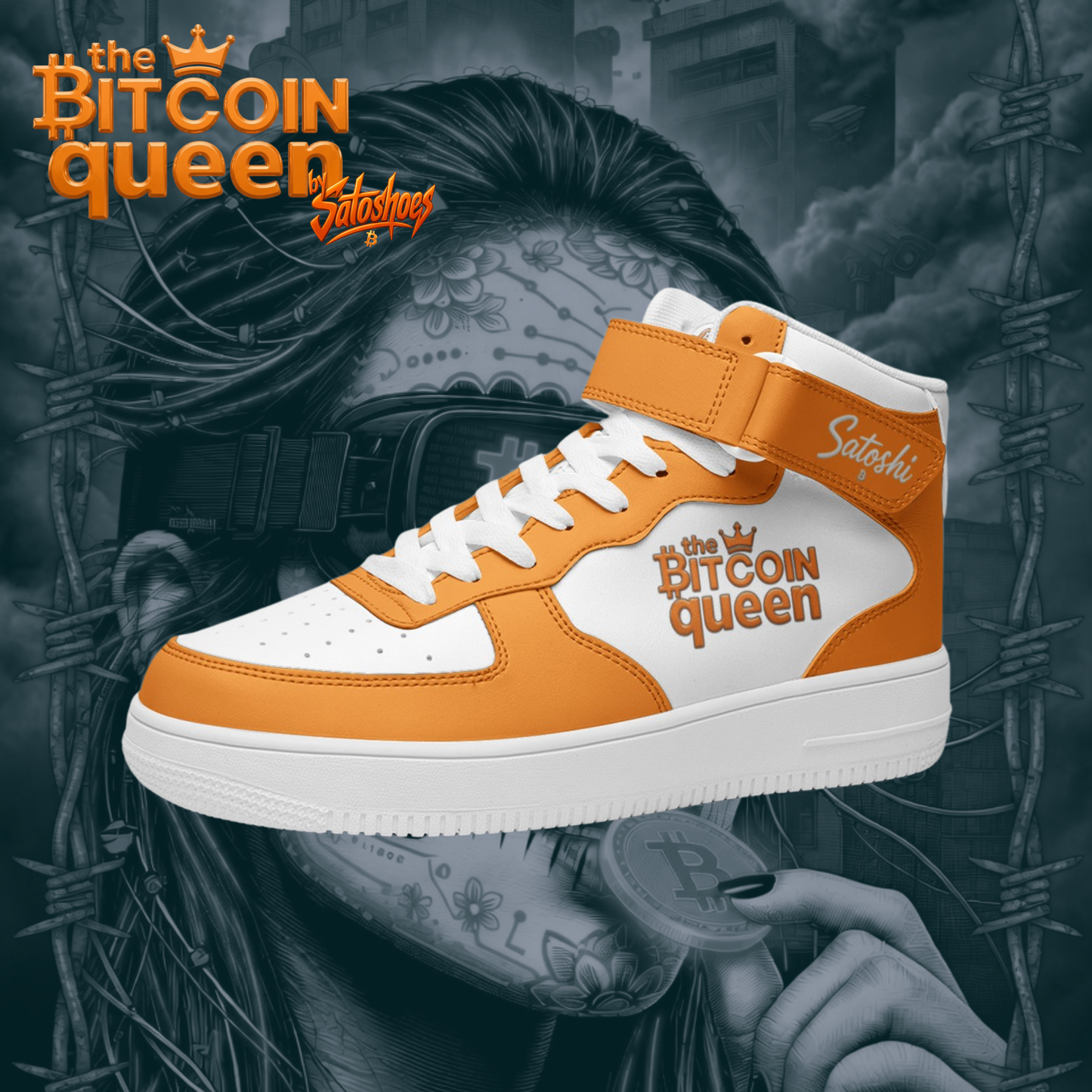Bitcoin Queen Orange Scarce High Top Sneakers