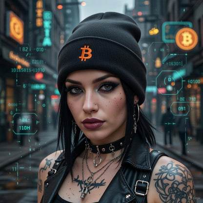 Classic Bitcoin B Embroidered Cuffed Beanie