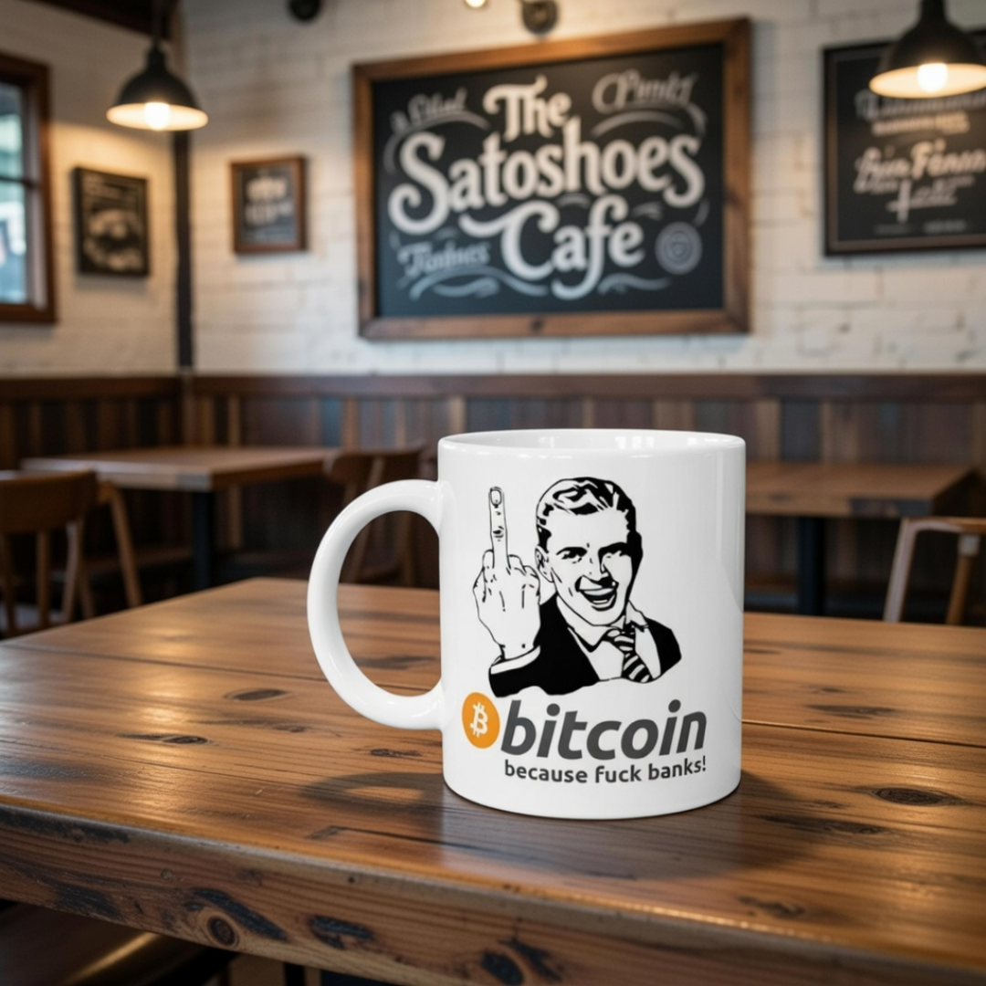 Bitcoin Because F@ck Banks!! White 11oz Ceramic Mug
