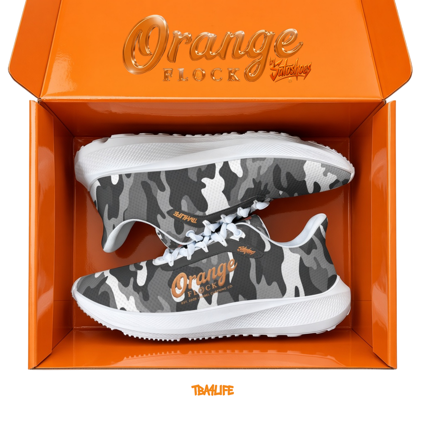 Orange Flock Urban Camo Sneakers