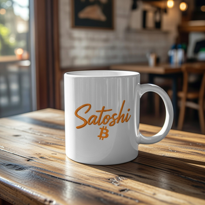 Satoshi Signature B White 11oz Ceramic Mug