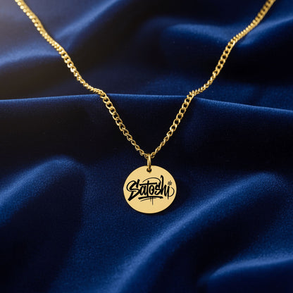 Cuban Chain Satoshi Signature Coin Necklace Laser Engraved