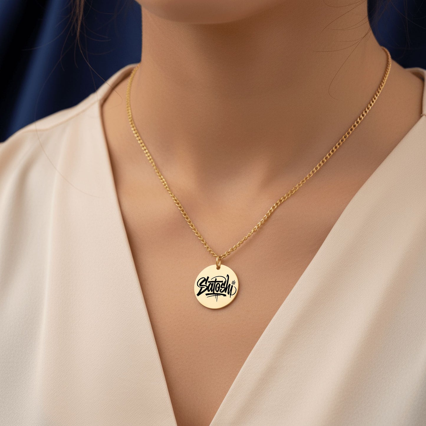 Cuban Chain Satoshi Signature Coin Necklace Laser Engraved