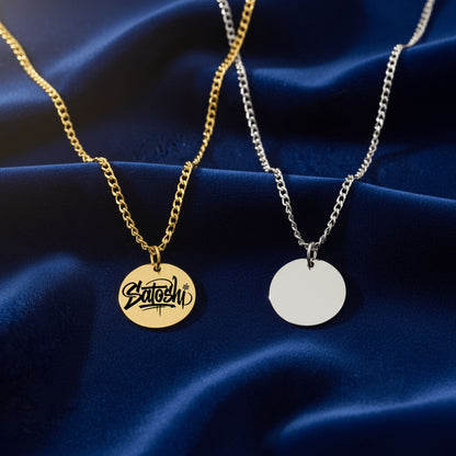 Cuban Chain Satoshi Signature Coin Necklace Laser Engraved
