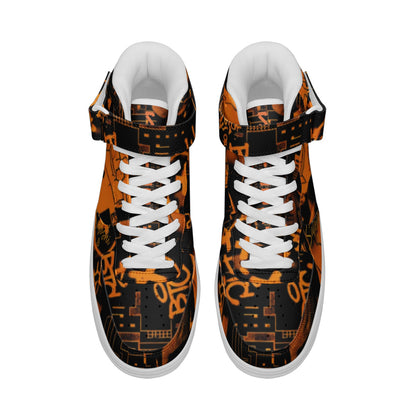 Satoshi Cypherpunk High Tops — Orange/Black
