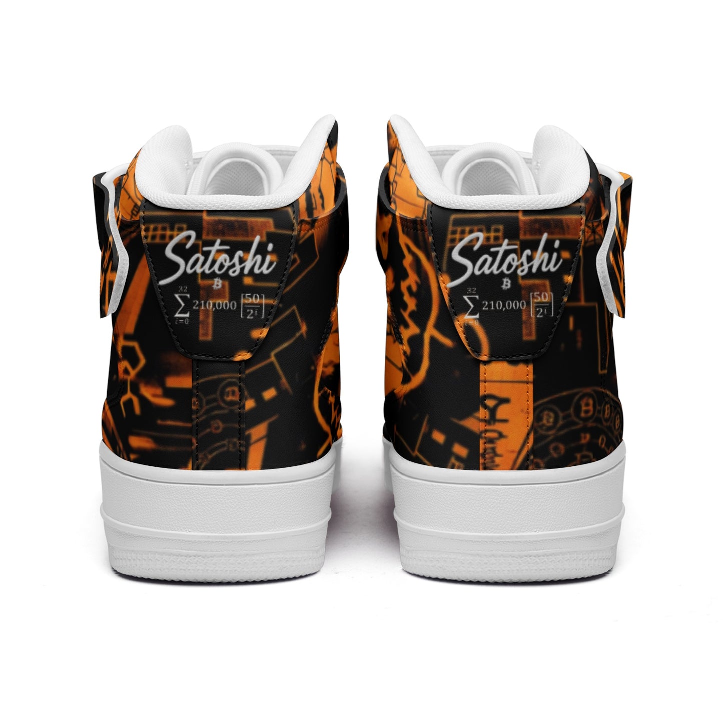 Satoshi Cypherpunk High Tops — Orange/Black